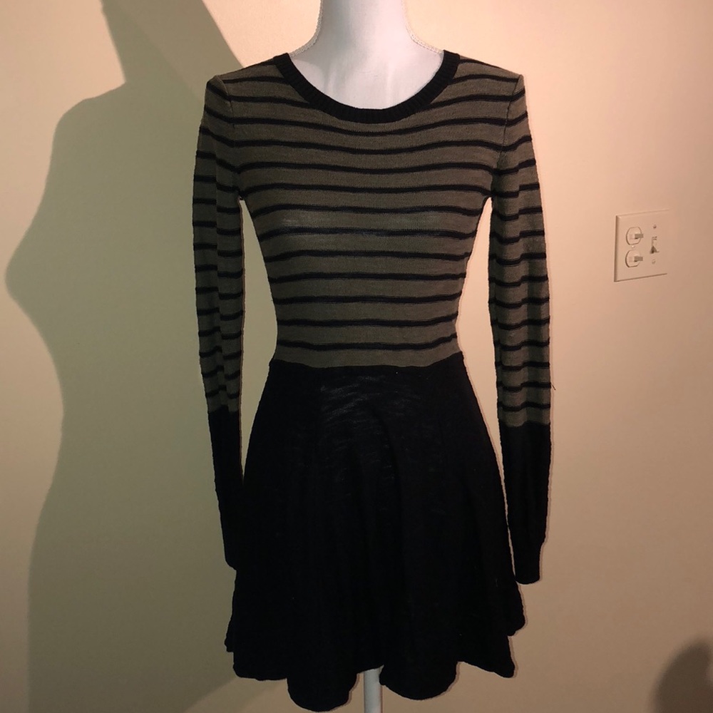 EXPRESS Striped Olive Green Sweater Dress